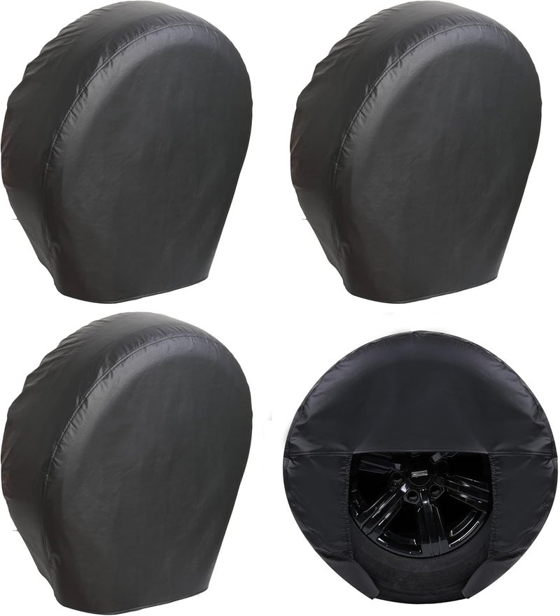 MOONET Tough Tire Covers for RV Wheel (4 Pack), Heavy Duty Thicken Sun Protectors for Truck Motorhome Boat Trailer Camper Van SUV Black for Diameter 24"-26" - Image 1